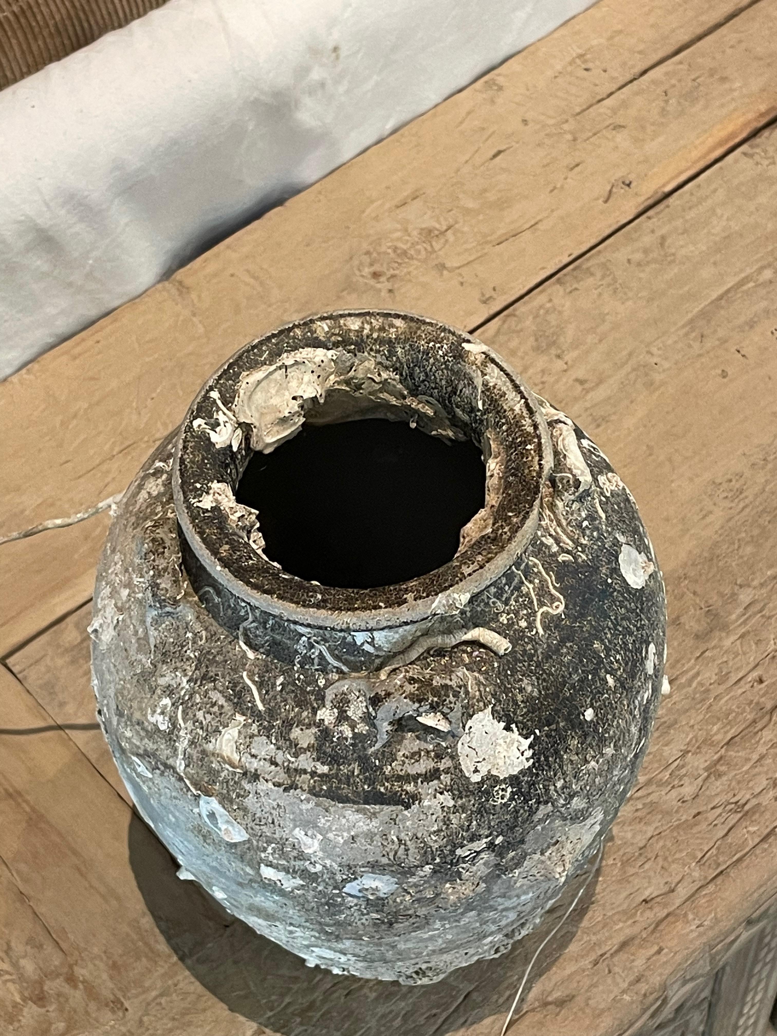 16th Century Fossil Embedded Shipwreck Vase, Sawankhalok, Thailand For Sale 1