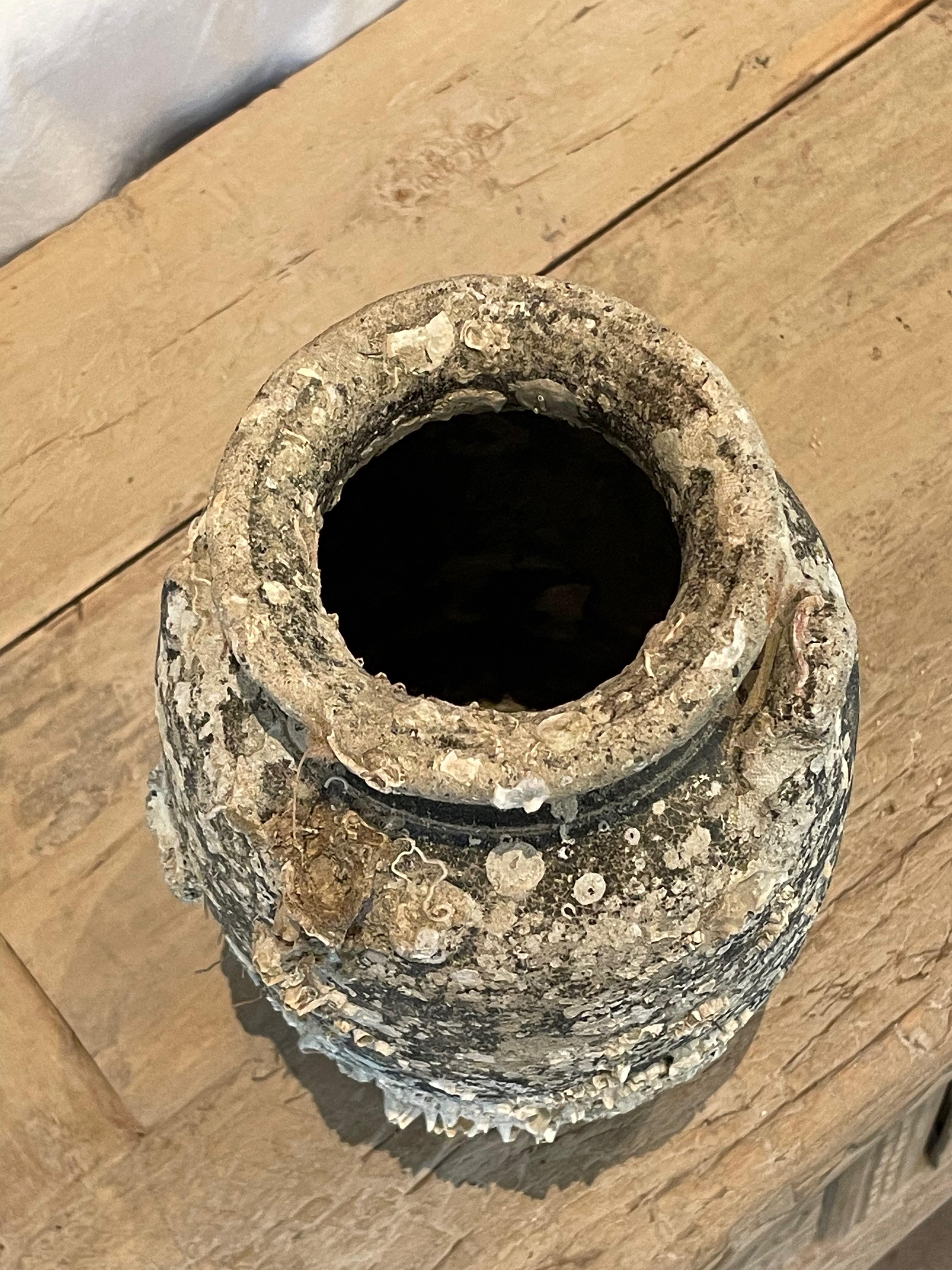 16th Century Fossil Embedded Shipwreck Vase, Sawankhalok, Thailand For Sale 1