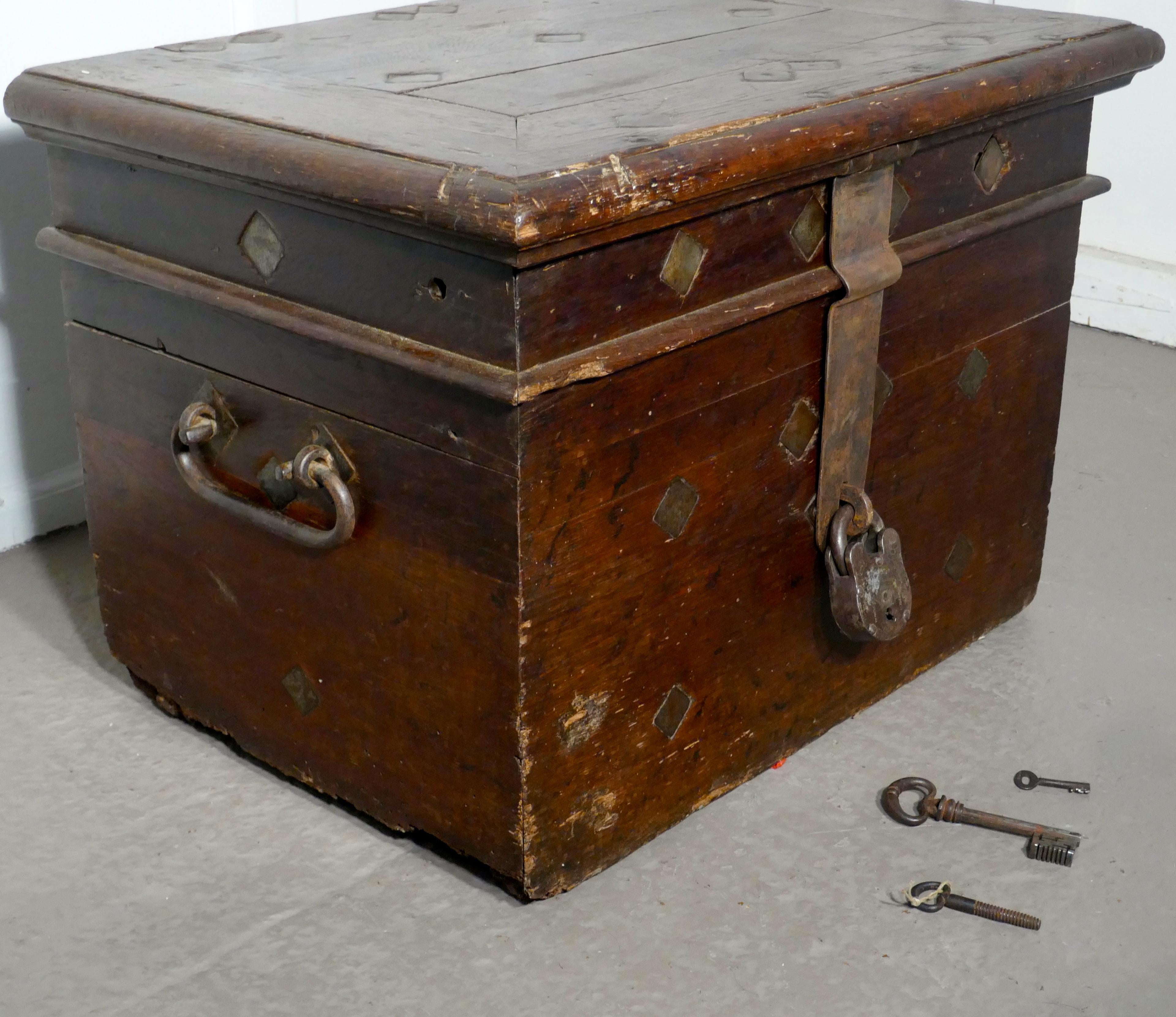 17th Century French Coffer, Oak Silver Treasure Chest, Strong Box 2