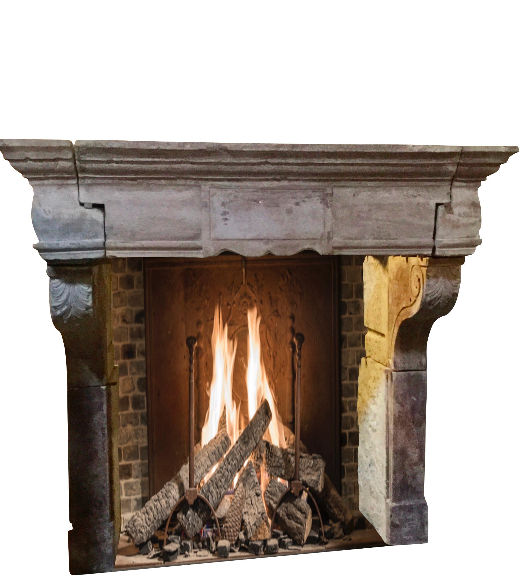 Limestone 16th Century French Country Renaissance Period Fireplace Surround