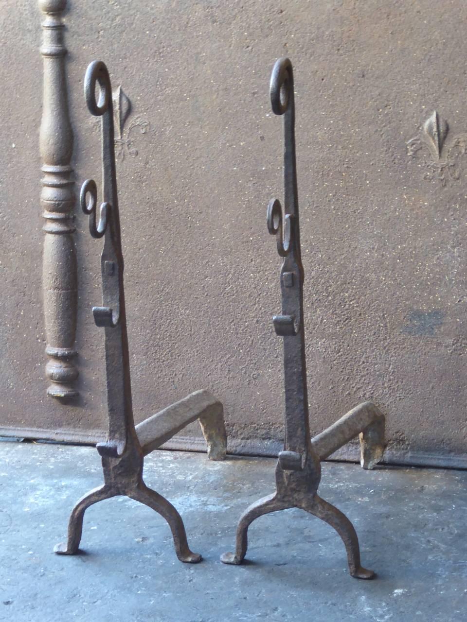 16th Century French Gothic Andirons or Firedogs In Good Condition For Sale In Amerongen, NL