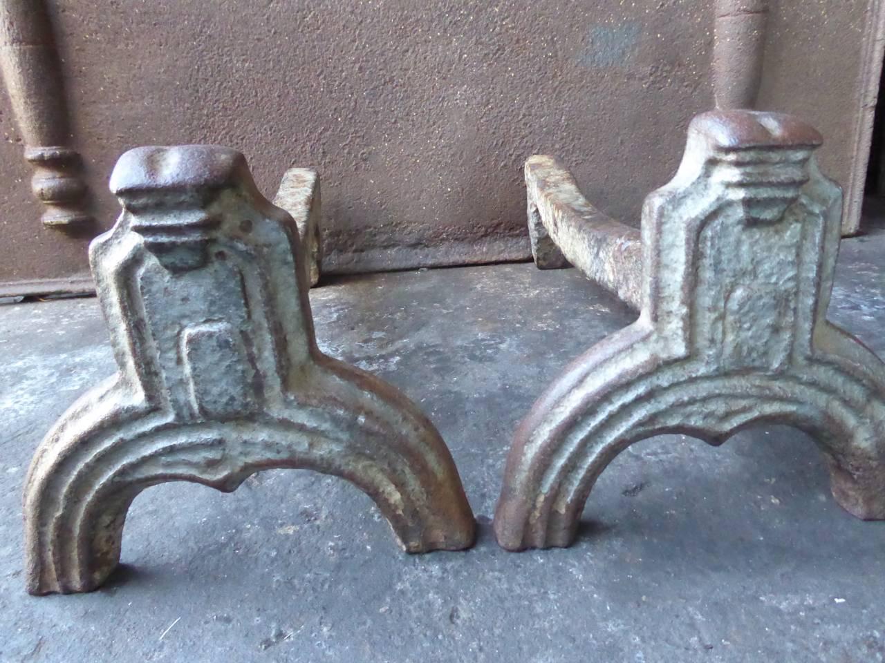 16th Century French Gothic Andirons or Firedogs 1