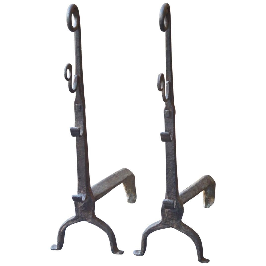 16th Century French Gothic Andirons or Firedogs For Sale