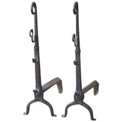 Antique 16th Century French Gothic Andirons or Firedogs