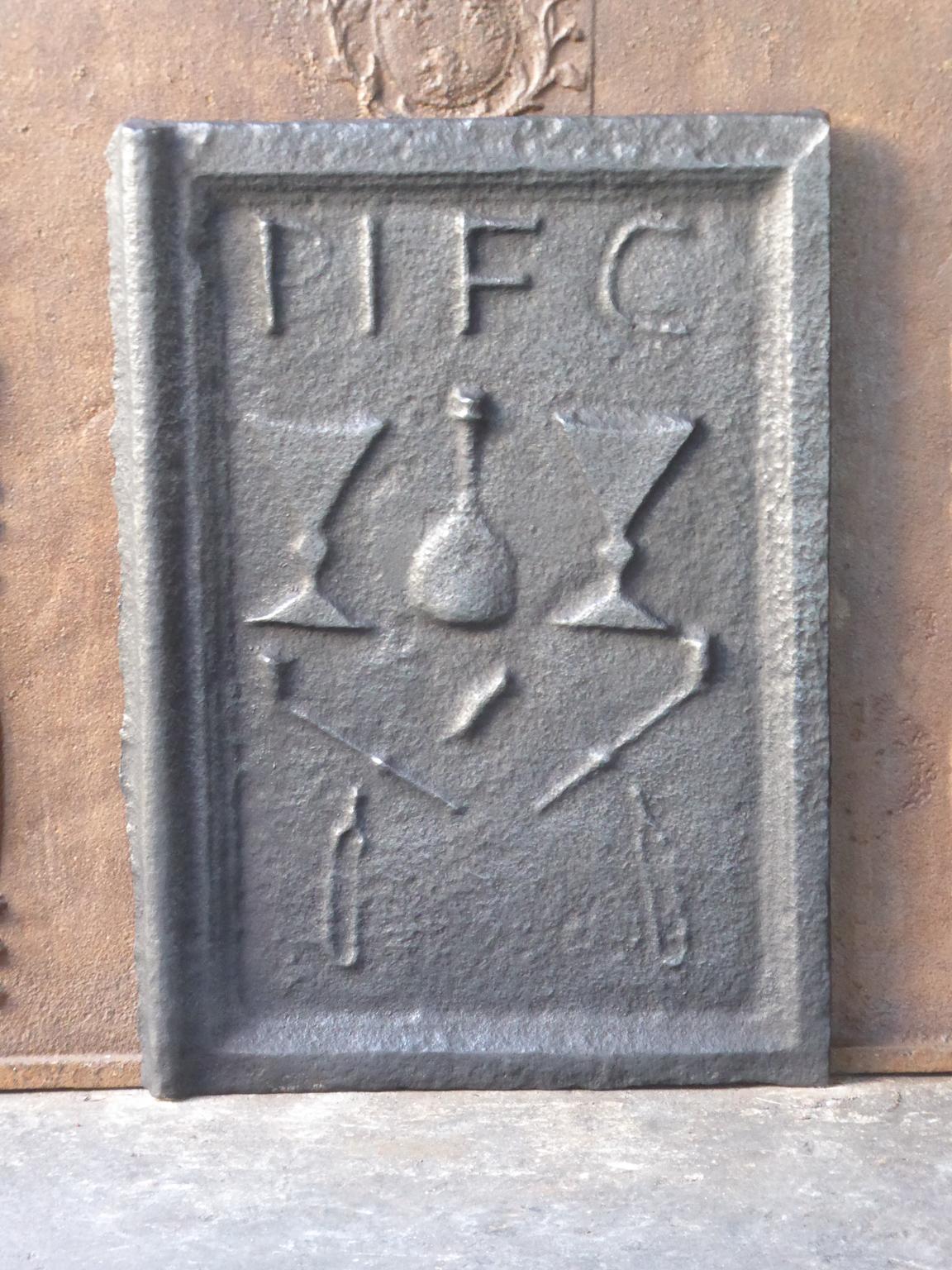 French Gothic fireback from the early days of casting firebacks. Fireback with Arms of France and of Lorraine, Fleur de Lys and some unknown symbols.
   
