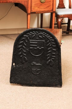 16th Century French Iron Fireback with Coat of Arms