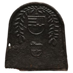 16th Century French Iron Fireback with Coat of Arms