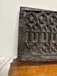 16th Century French Oak Gothic Panel, Hand-Carved Tracery, Antique