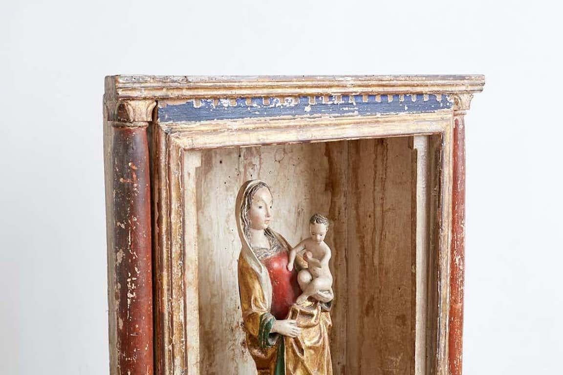 16th Century French Polychrome Madonna and Child  1