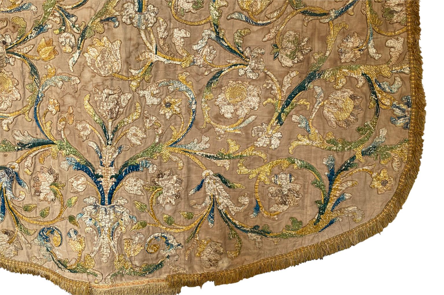 16th Century French Silk Embroidery Panel In Good Condition In Round Top, TX