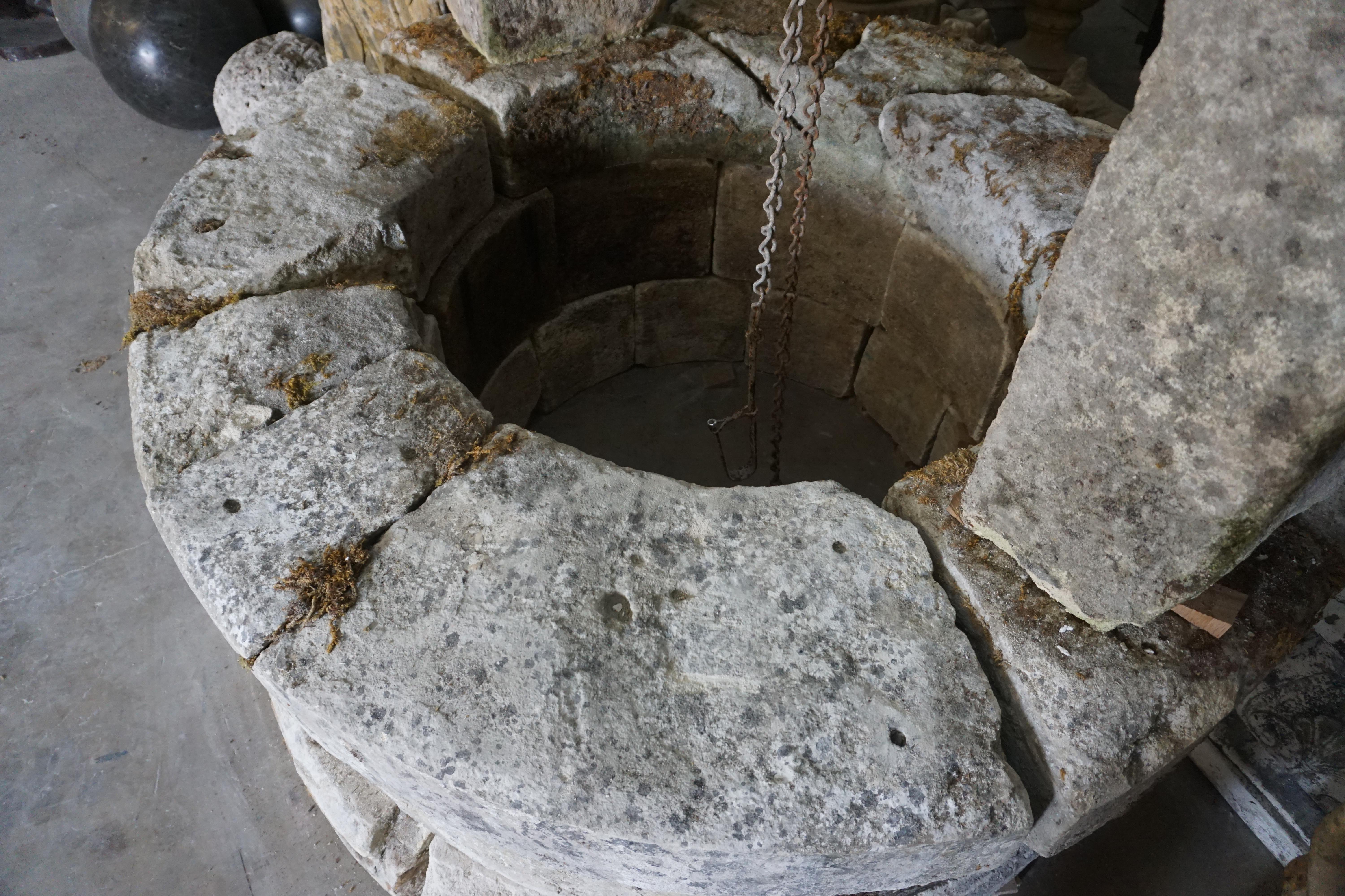 This charming well dates back to France circa 1560. Sturdy stone speckled with moss and patina brings rich character to this garden piece.

Measurements: 61'' W x 84'' H