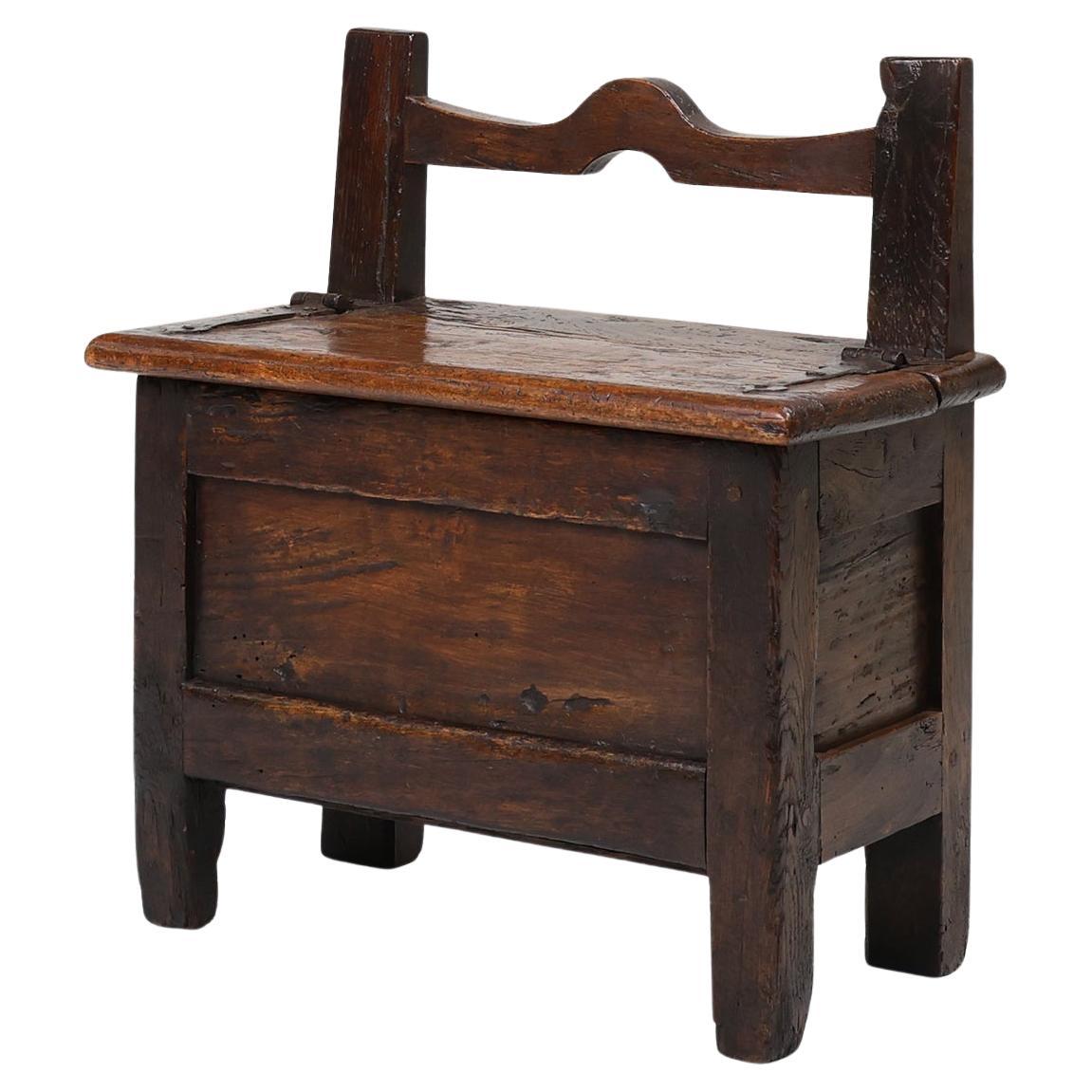 16th Century French wooden stool with storage and nice patina
