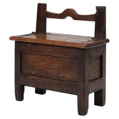 16th Century French wooden stool with storage and nice patina