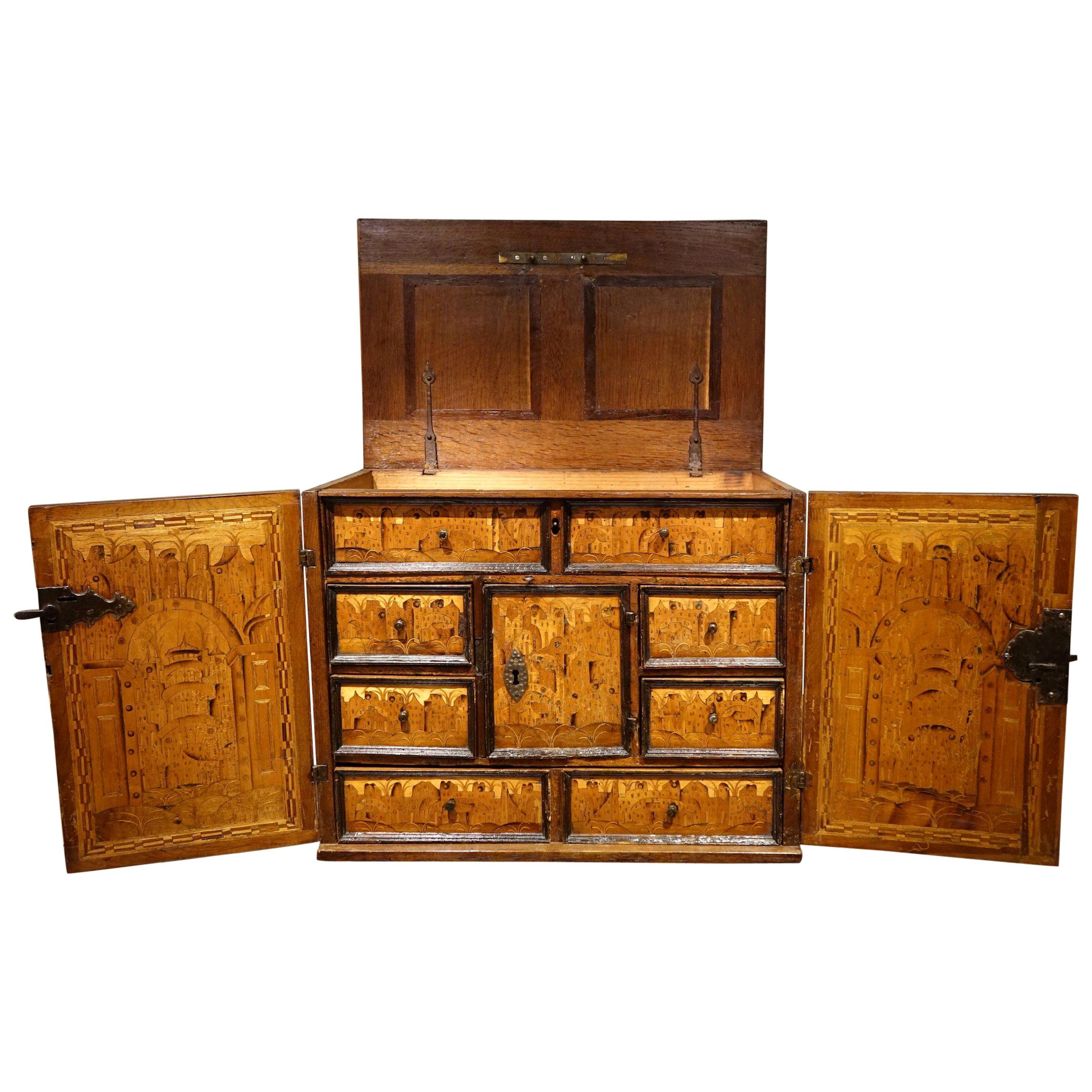 16th Century German Cabinet with a Floral and Architectural Decoration For Sale