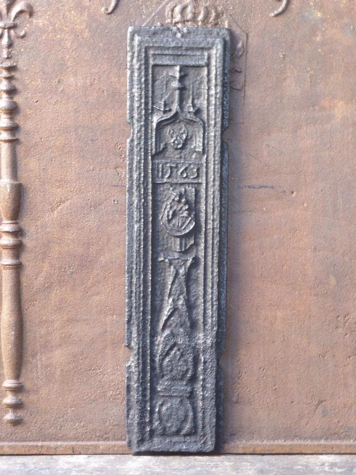 16th century German Gothic fireback with a religious theme. The date of production, 1563, is also cast in the fireback. The fireback is made of cast iron and has a black patina.







 