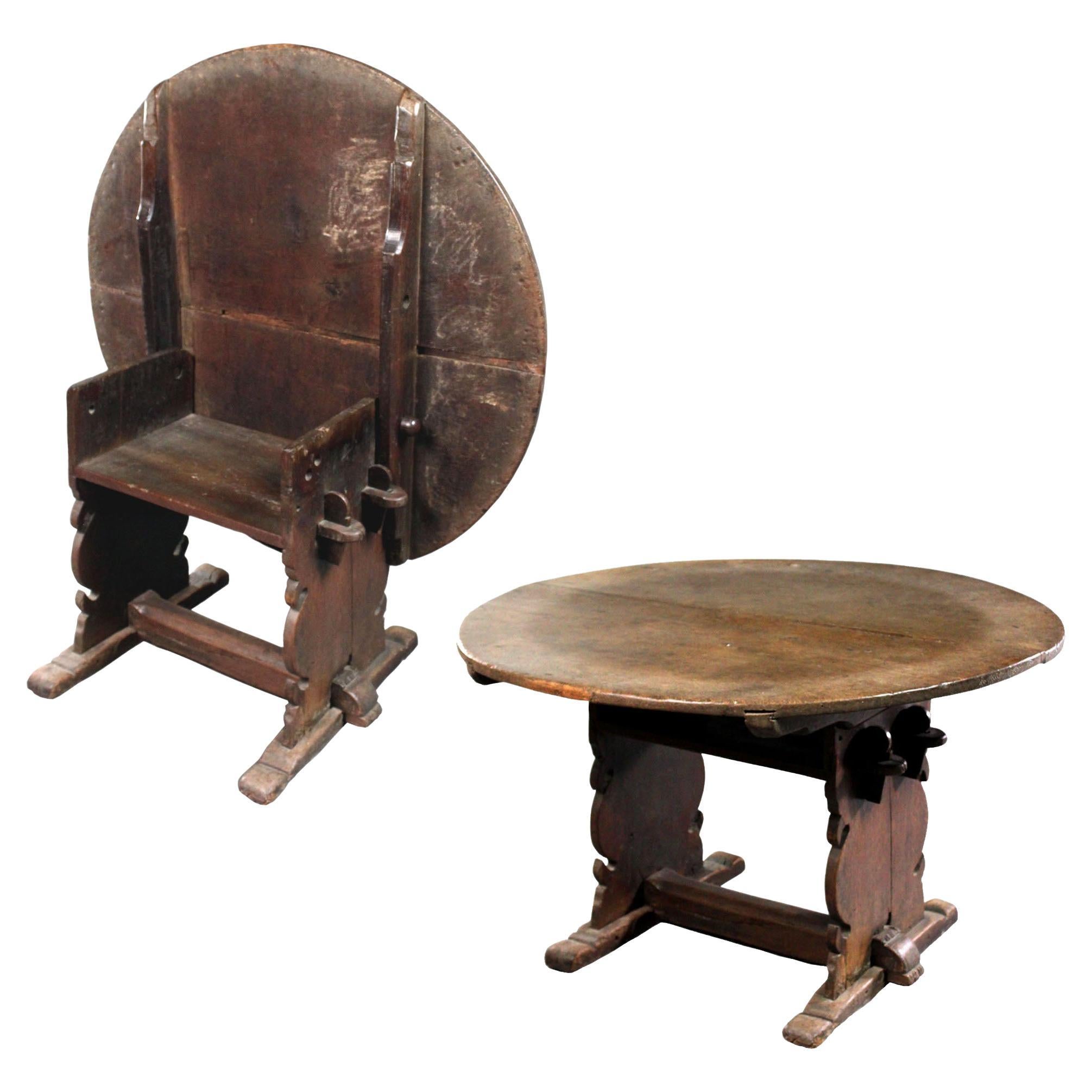 16th Century German oak monk's bench / centre table For Sale