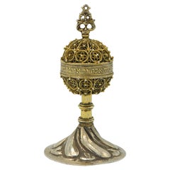 Antique 16th Century Germanic Parcel-Gilt Silver Filigree Spice Container