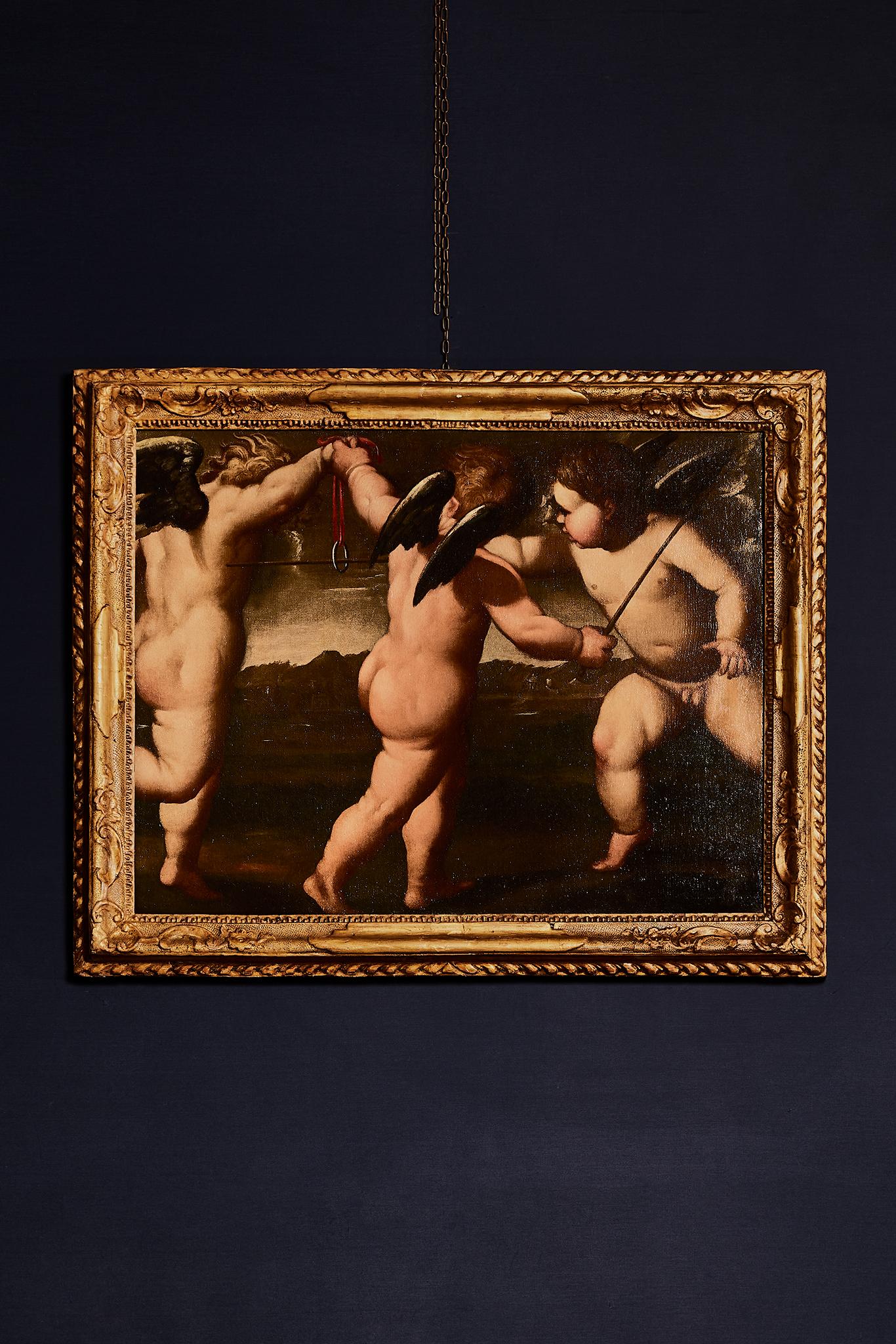 Renaissance 16th Century Giochi di Putti painting For Sale
