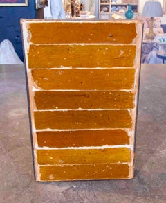 16th Century Glazed Tile Wall Art in Ochre and Mustard, Framed