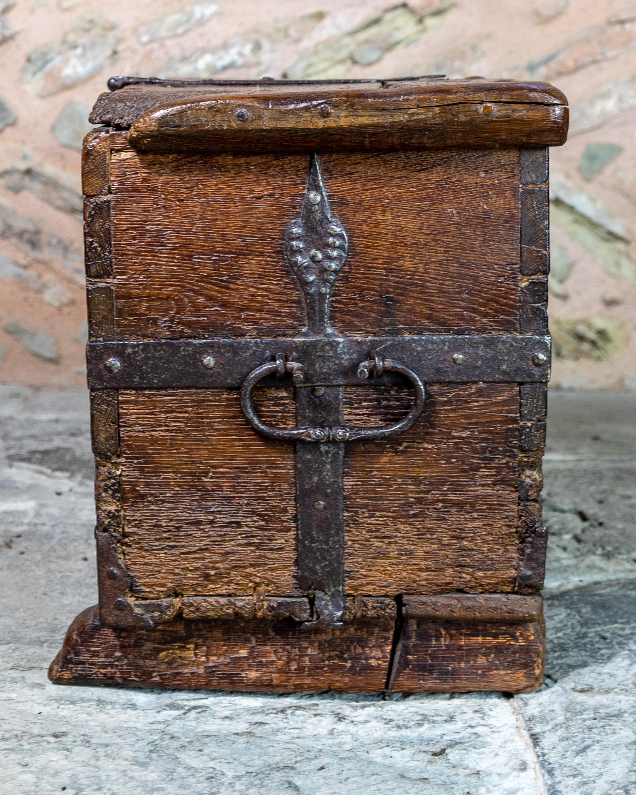 18th Century and Earlier 16th Century, Gothic Iron Bound Oak Chest, Flemish, circa 1500-1540