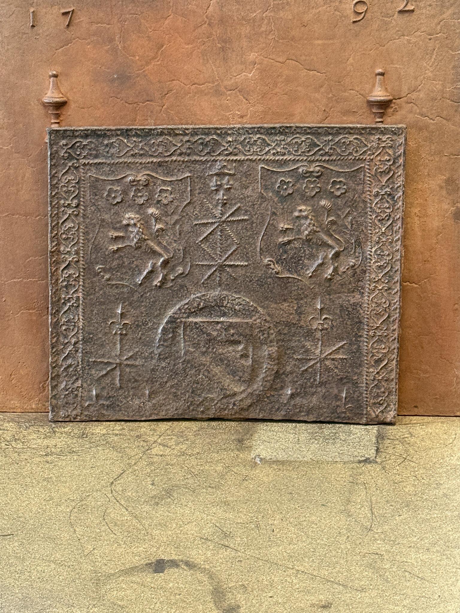 Cast 16th Century Gothic Period Fireback / Backsplash with Unknown Coat of Arms For Sale