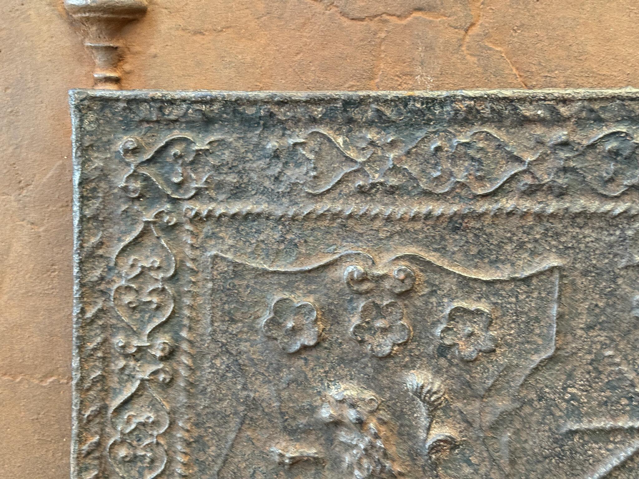 18th Century and Earlier 16th Century Gothic Period Fireback / Backsplash with Unknown Coat of Arms For Sale