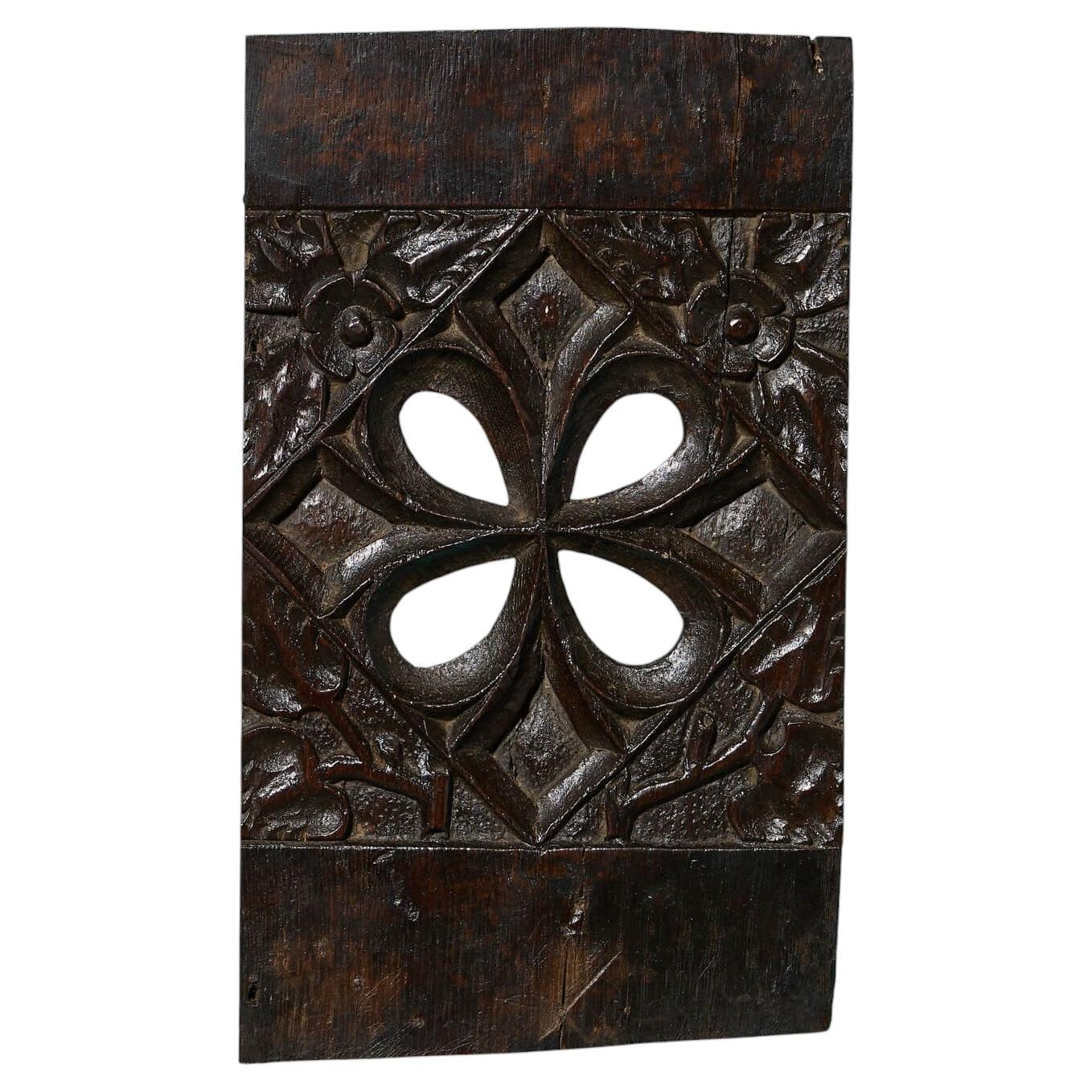16th Century Hand Carved English Gothic Tracery Panel