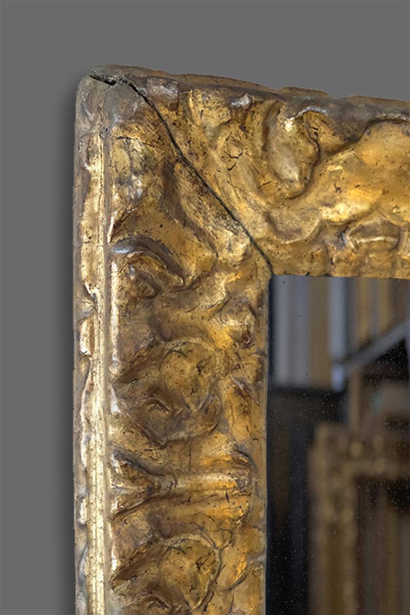 A beautiful hand carved second half of the 16th century Venetian Renaissance frame. It has an ogee profile with carved stylized acanthus leaves; double-bead-&-astragal sight; stylized leaf back. The frame retains its well preserved original matte