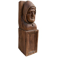 Handgeschnitzter Holz Schuh aus dem 16. Jahrhundert mit Monks-Charakter