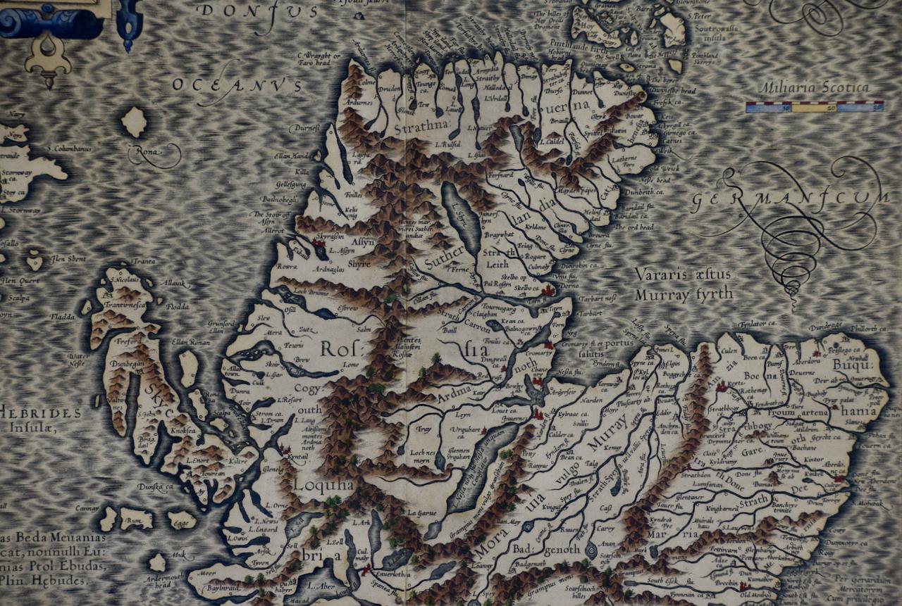 Néerlandais Écosse du Nord : carte colorée à la main du XVIe siècle par Mercator en vente