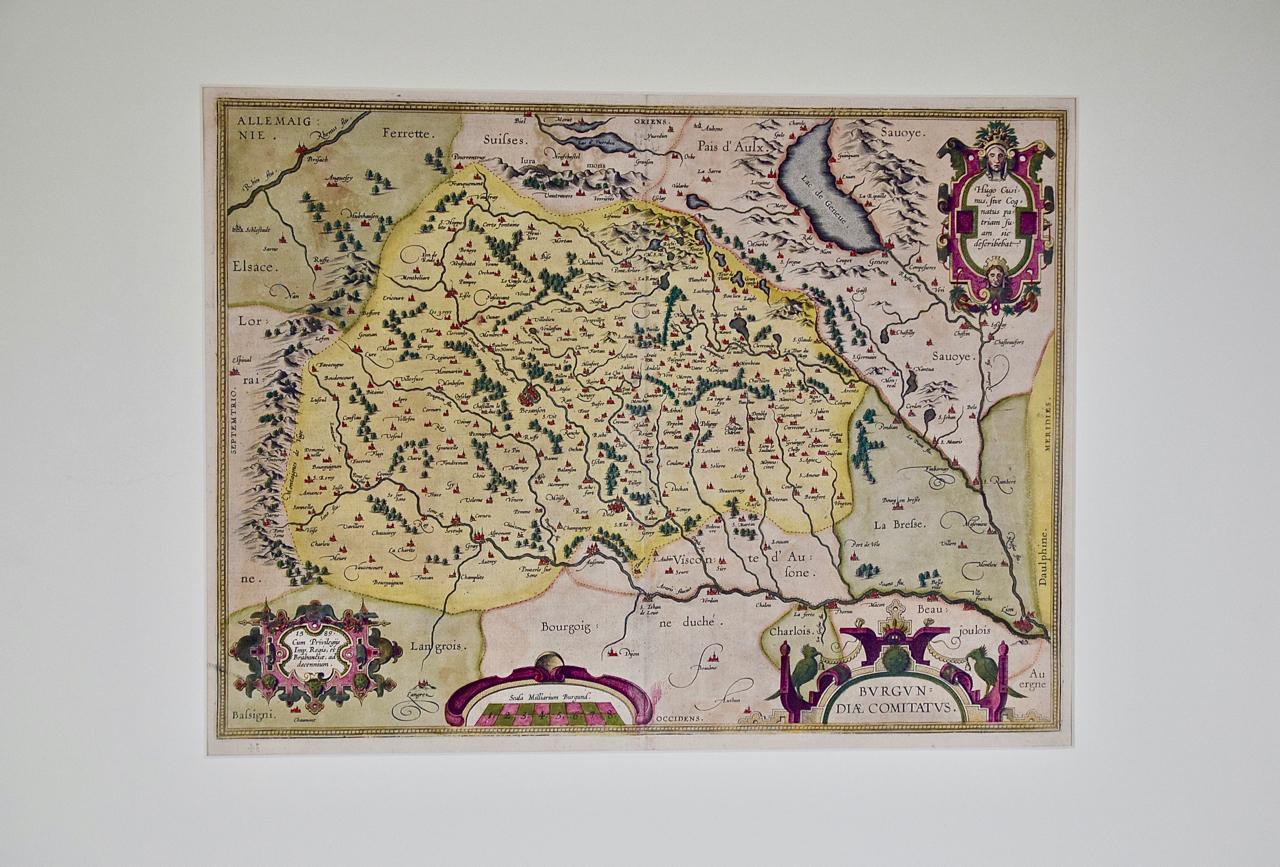 This beautiful hand-colored map of the Burgundy wine region in France is entitled 