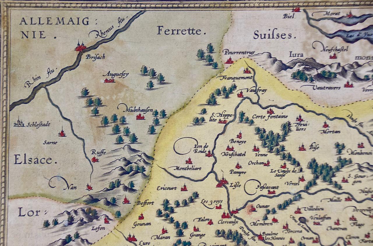 Dutch 16th Century Hand-Colored Map of the Burgundy Wine Region of France by Ortelius