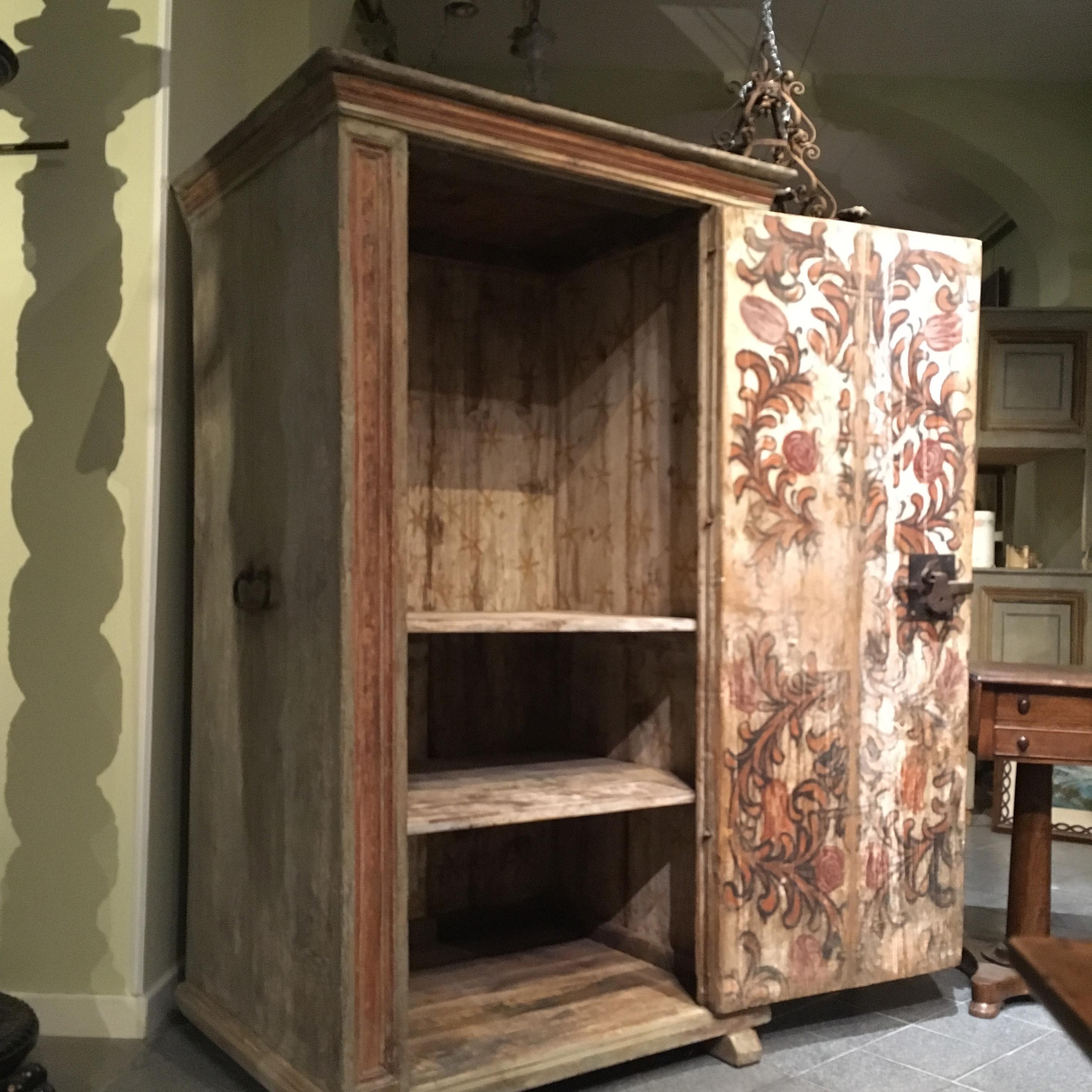 16th Century Italian Painted Cabinet Used as Storage for a Madonna Sculpture For Sale 2