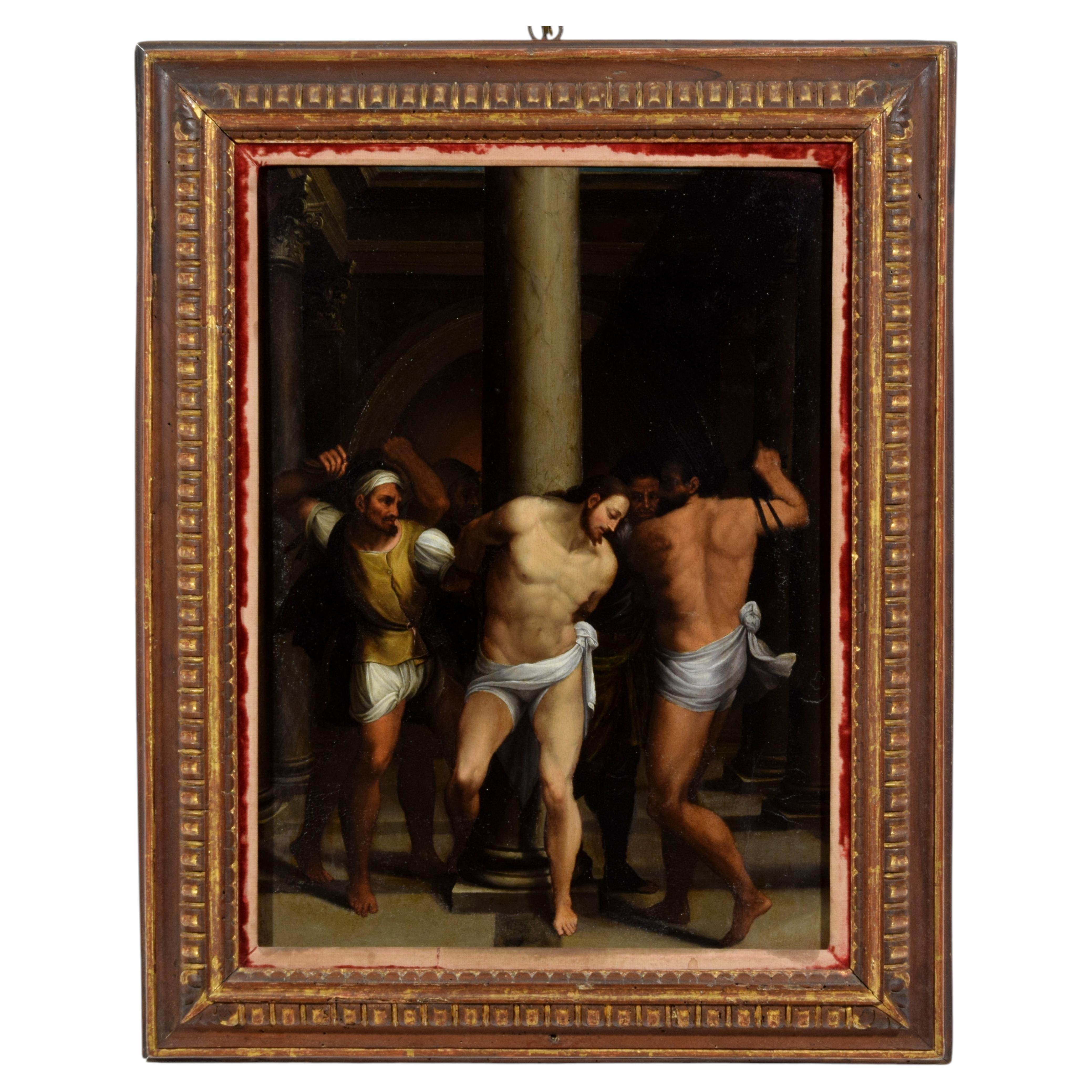 16th Century, Italian Painting with Flagellation of Christ
