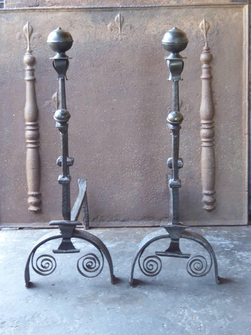 Magnificent 16th century Italian Renaissance andirons made of bronze and wrought iron.

We have a unique and specialized collection of antique and used fireplace accessories consisting of more than 1000 listings at 1stdibs. Amongst others, we always