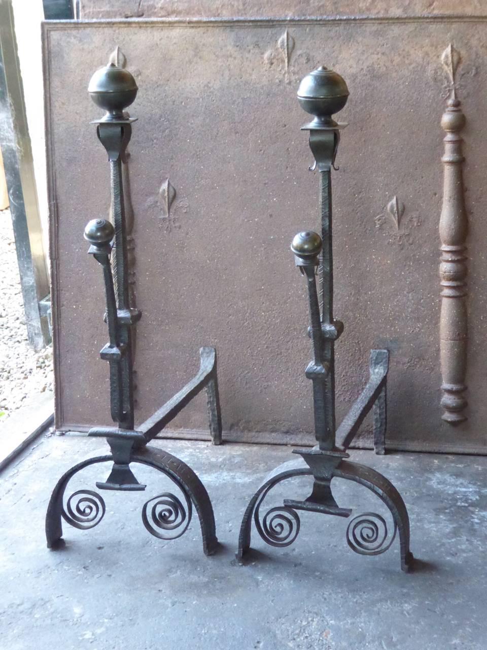 16th Century Italian Renaissance Andirons or Firedogs In Good Condition In Amerongen, NL