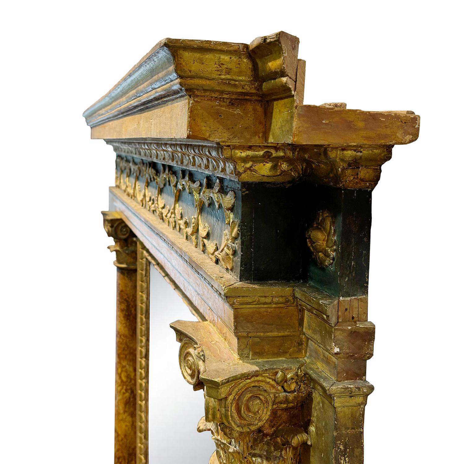 Specchio da parete in legno di tiglio del XVI secolo - Antique Mirror in vendita 2
