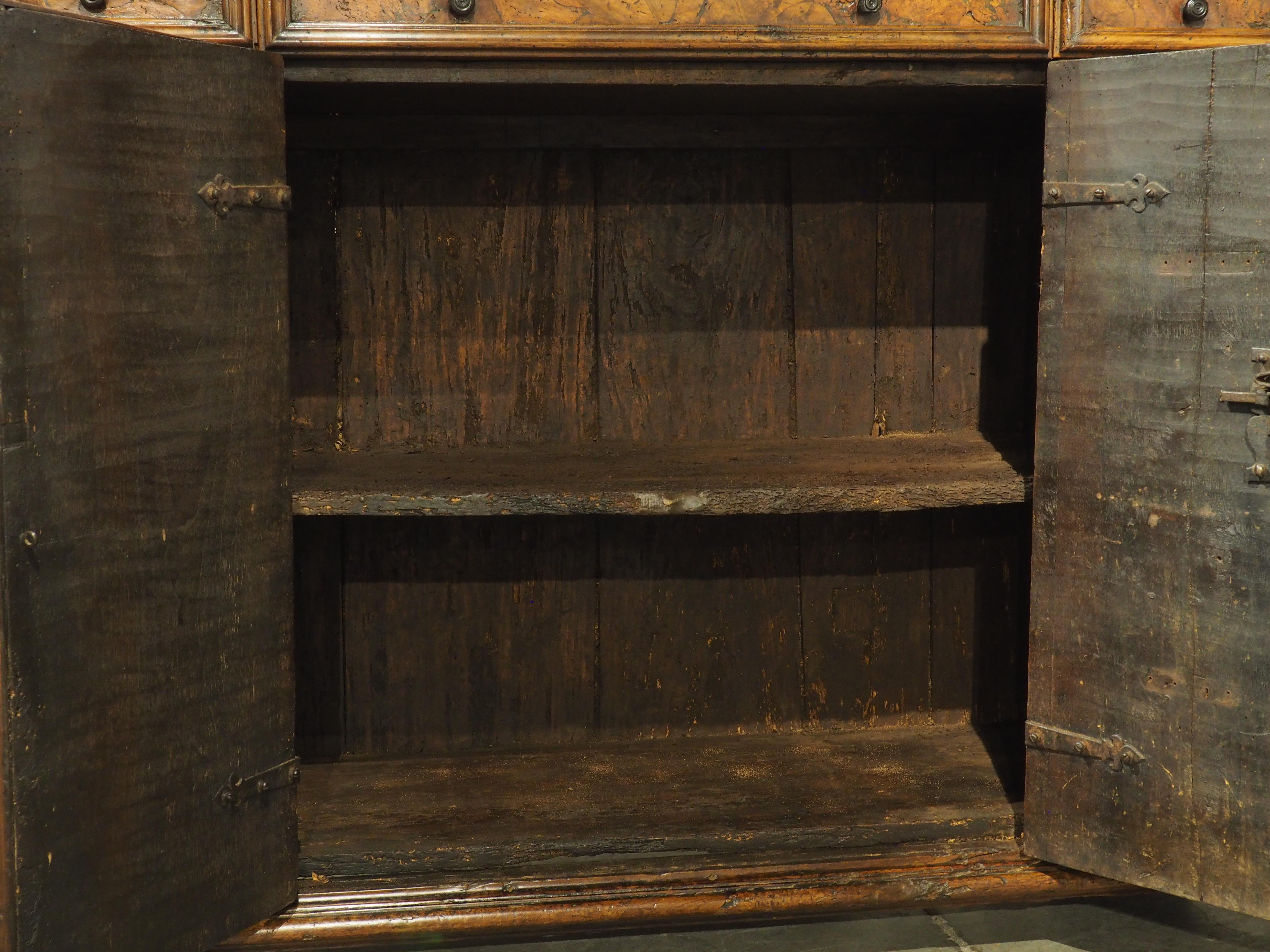 16th Century Italian Renaissance Walnut and Burr Walnut Intarsia Credenza For Sale 6