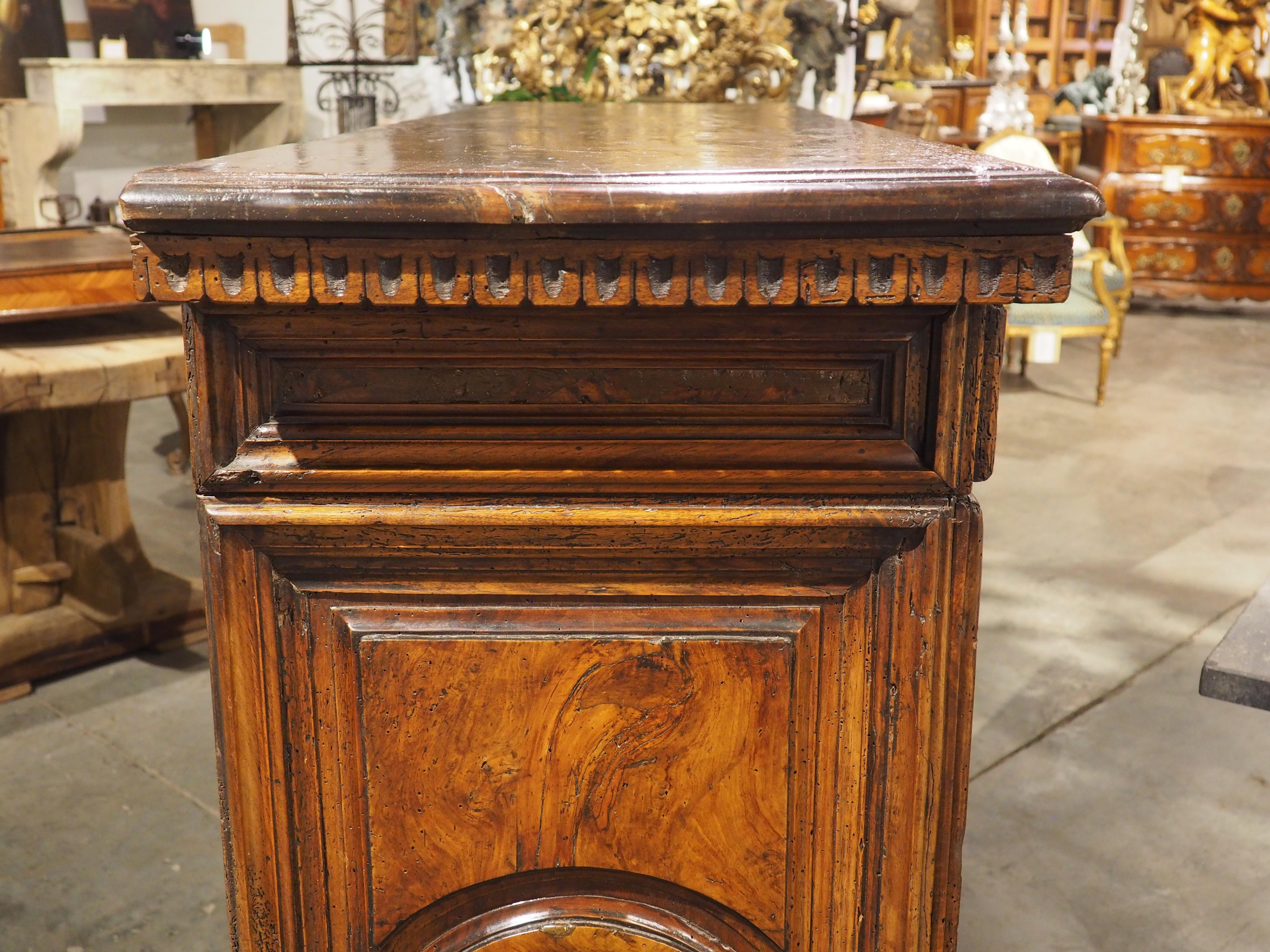 16th Century Italian Renaissance Walnut and Burr Walnut Intarsia Credenza For Sale 8