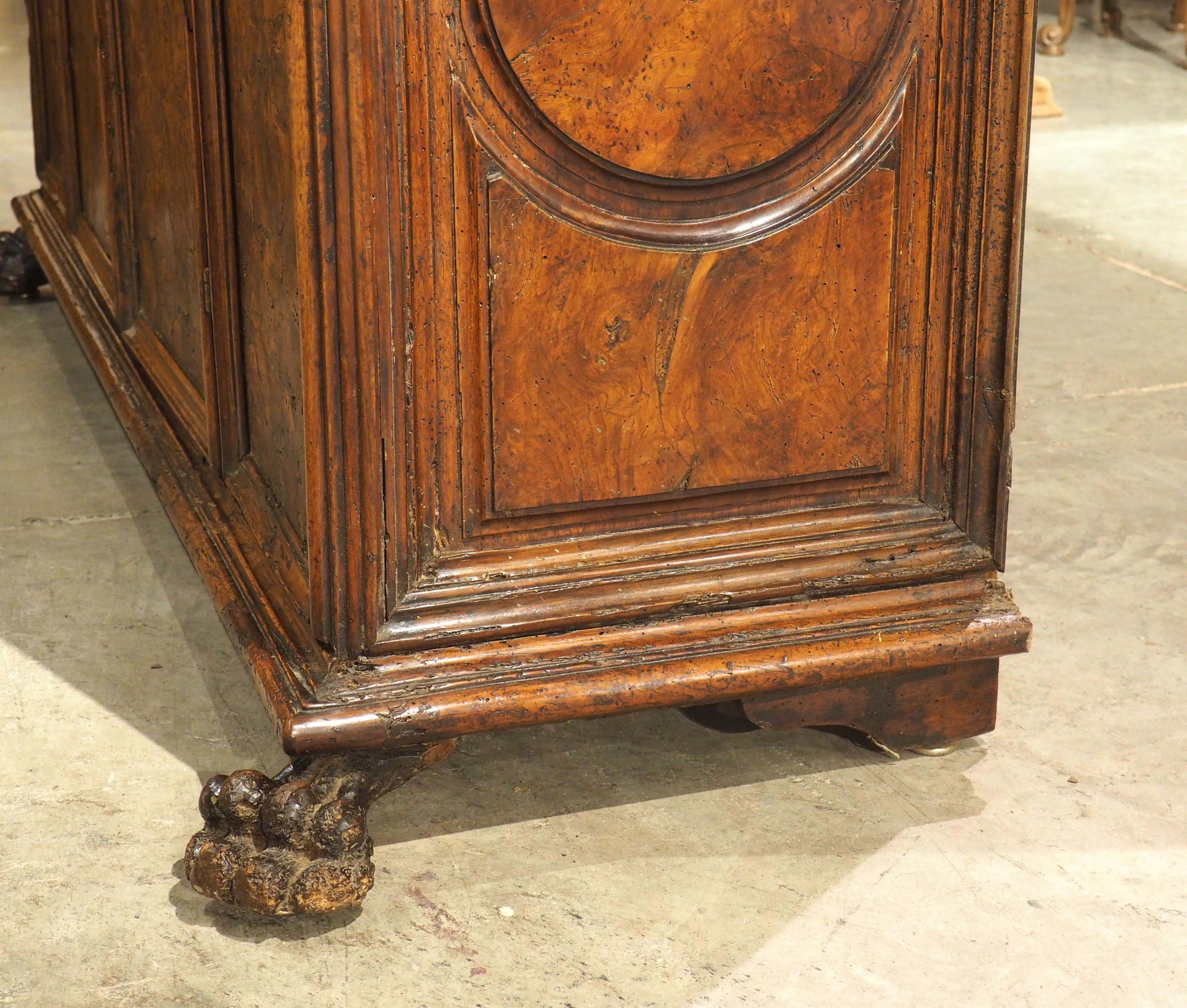 16th Century Italian Renaissance Walnut and Burr Walnut Intarsia Credenza For Sale 12