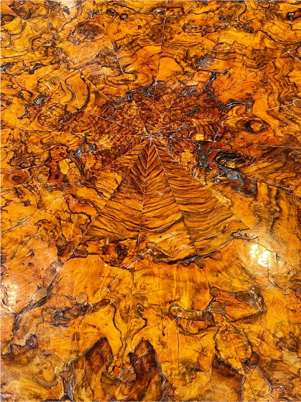 round burl wood dining table
