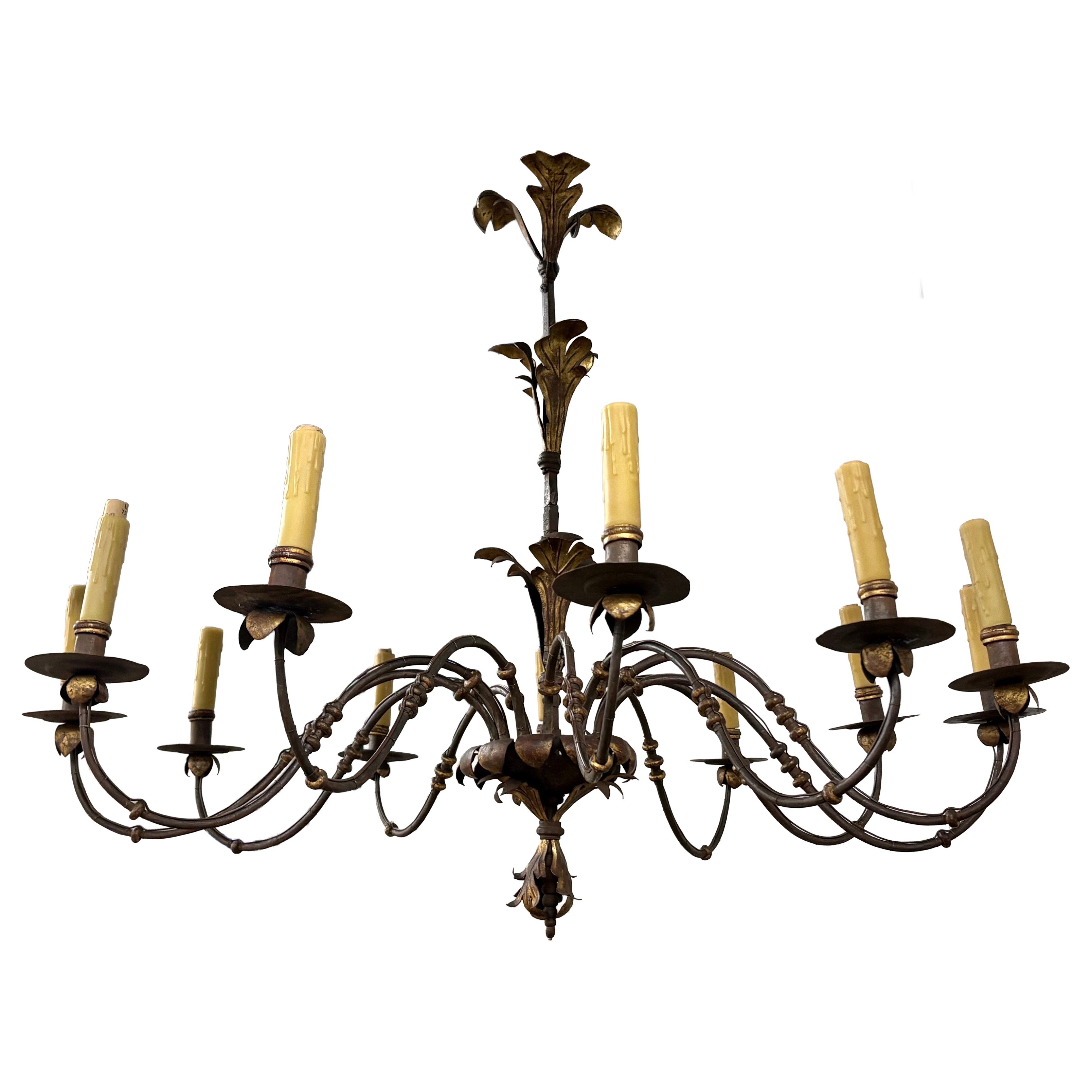 Lustre en fer forgé italien du XVIe siècle