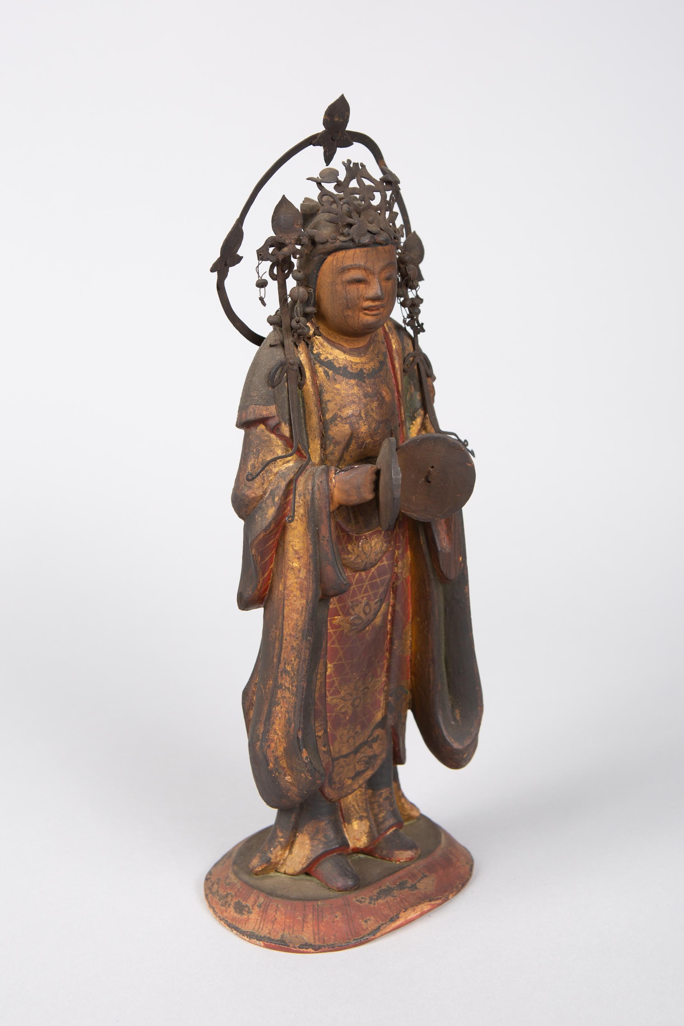 japanische Skulptur eines buddhistischen Tenbu aus dem 16 (Japanisch) im Angebot