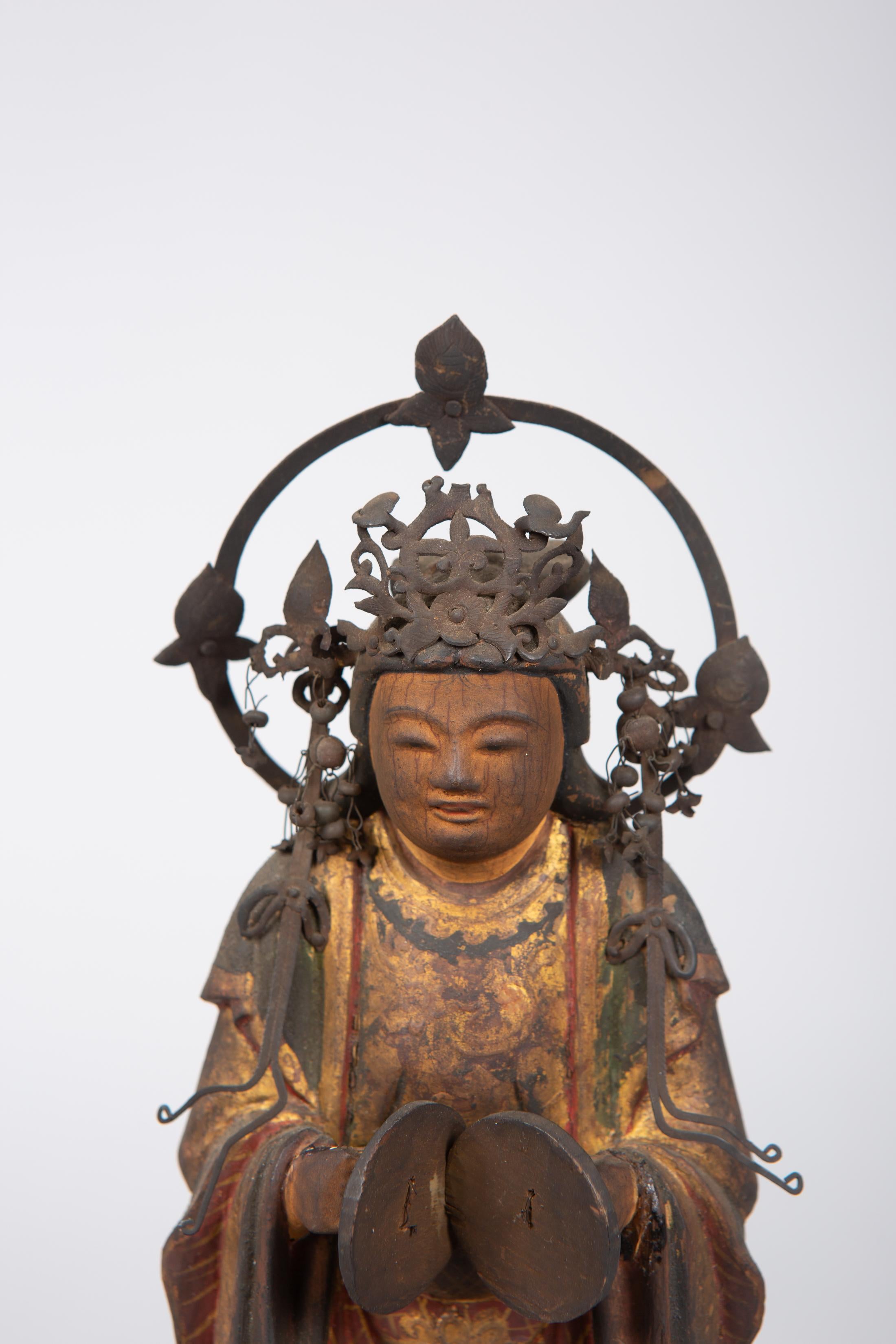 Metal 16th Century Japanese Sculpture of a Buddhist Tenbu For Sale
