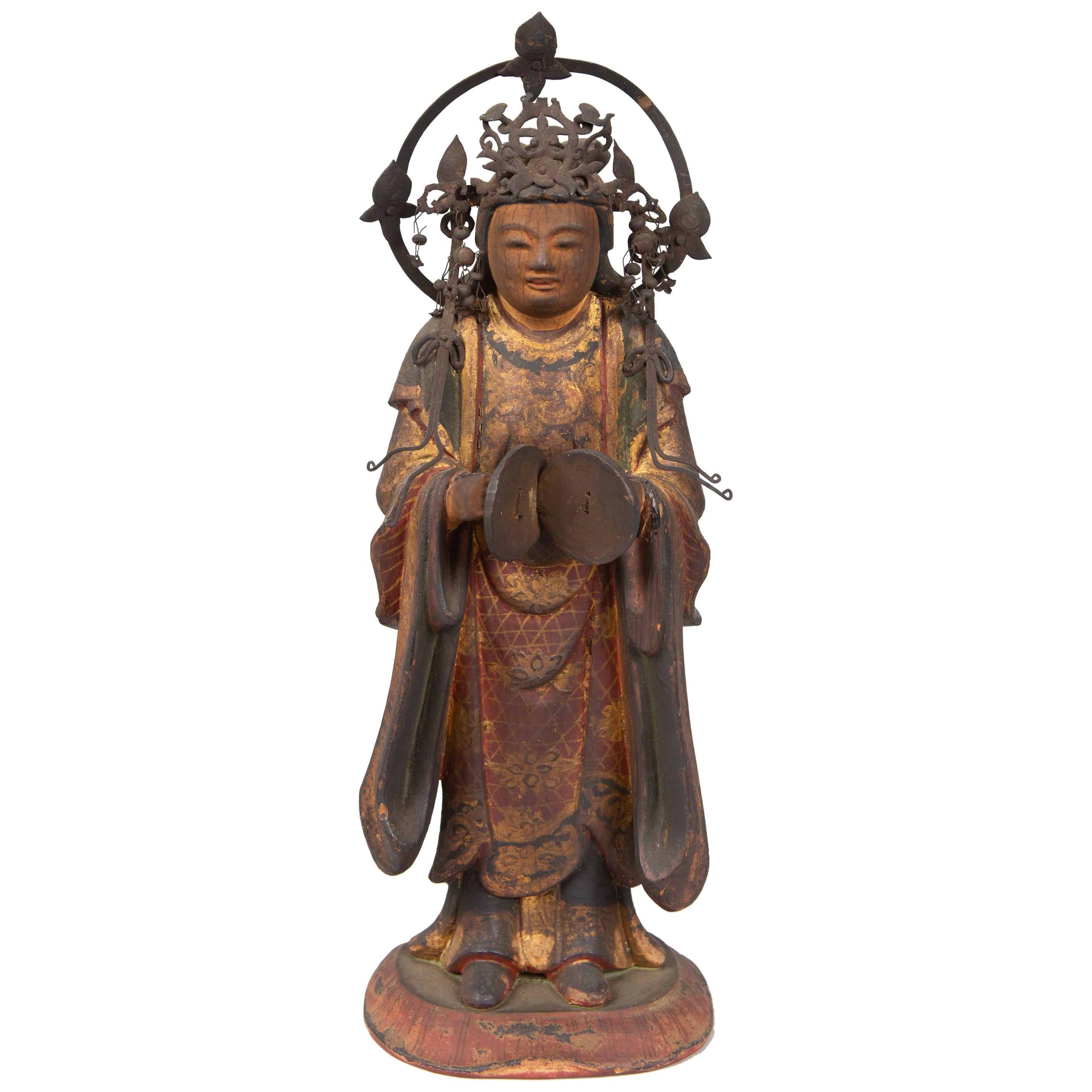 japanische Skulptur eines buddhistischen Tenbu aus dem 16