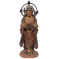 Antique 16th Century Japanese Sculpture of a Buddhist Tenbu