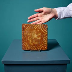 16th Century Late Medieval Encaustic Tile with Rampant Lion