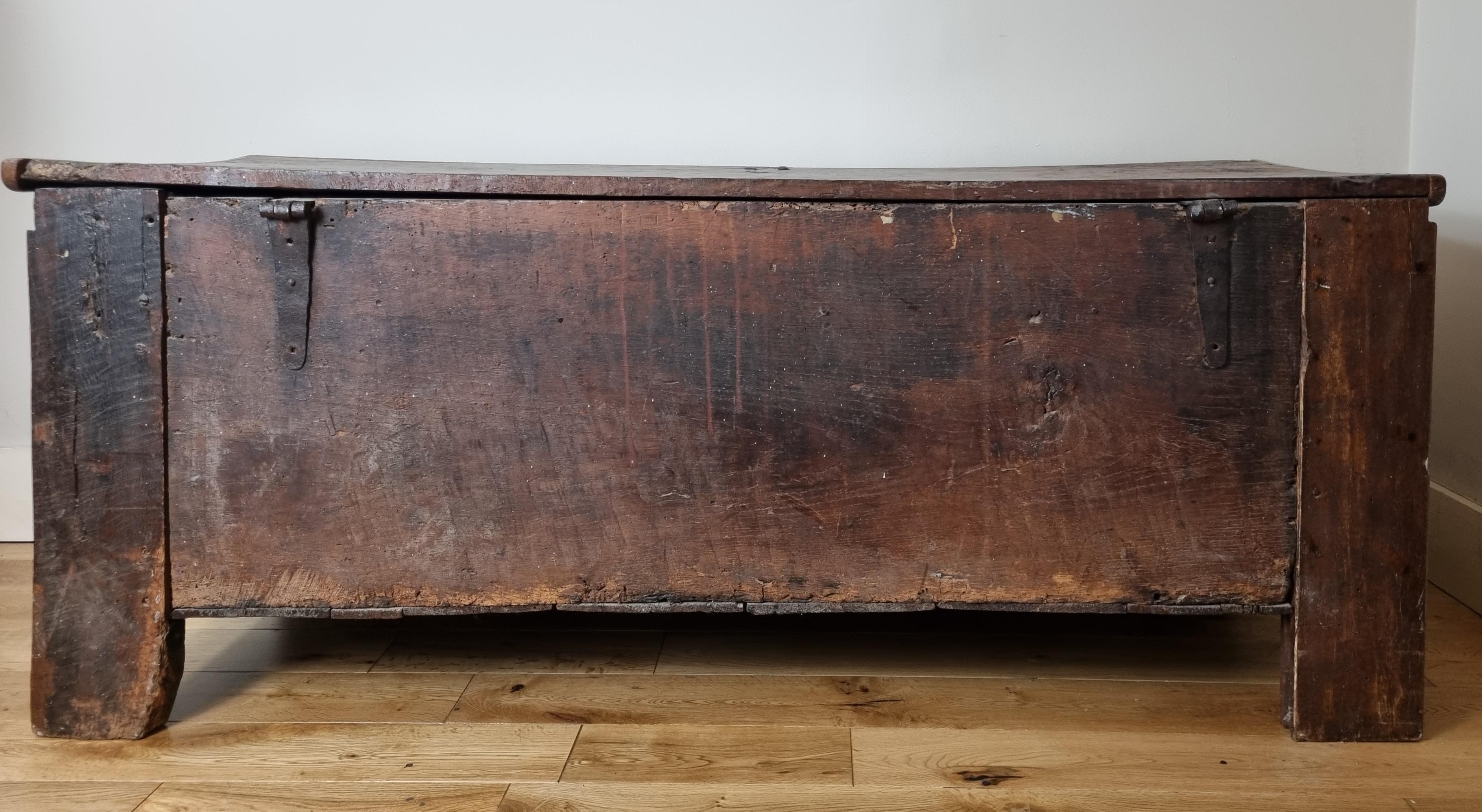 18th Century and Earlier 16th Century Late Medieval Oak Linen Fold Coffer 