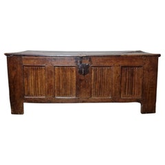 Antique 16th Century Late Medieval Oak Linen Fold Coffer 