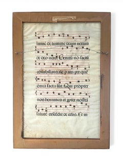 16th Century Leaf from Medieval Gregorian Chant Liturgical Sheet Music.